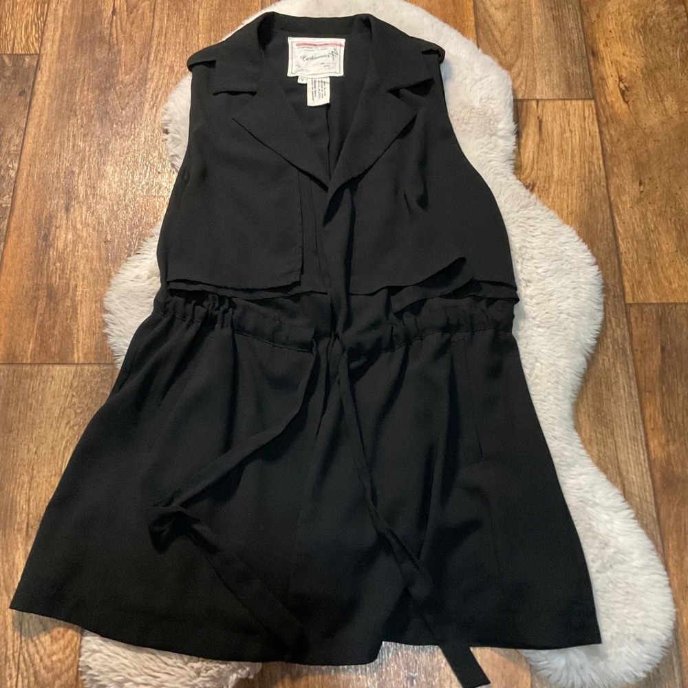 Anthropologie Cartonnier Vest Blazer‎ Size Medium Tie Waist with Pockets Black